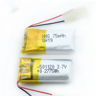 la batterie ultra mince de 501120 80mah Lipo a adapté la capacité aux besoins du client élevée